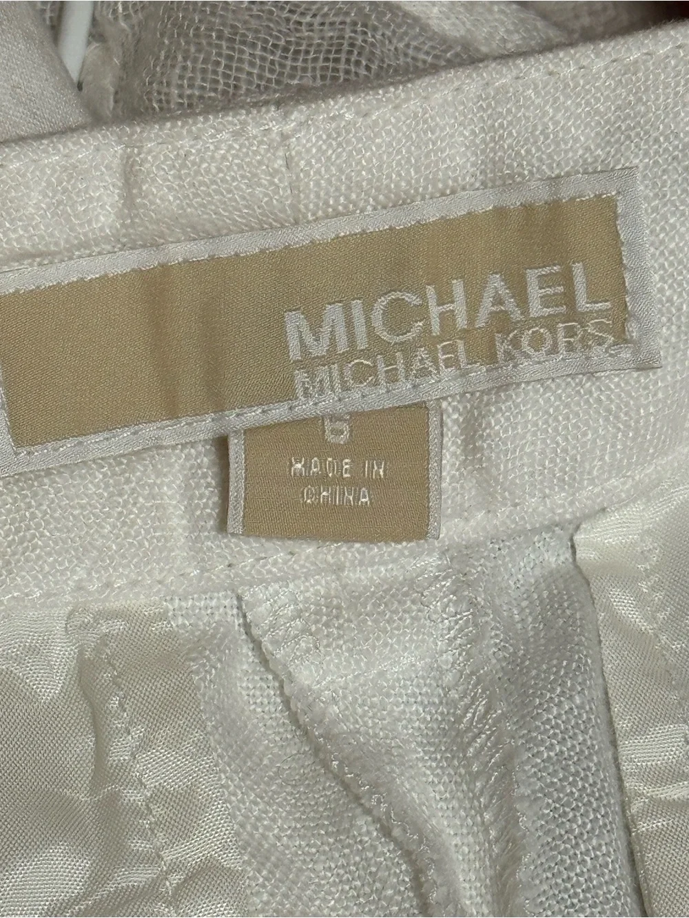 Michael Kors Cream Wide-Leg Linen Blend Pants 100% linen
